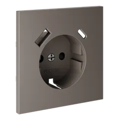 Накладка для розетки с заземлением и защитными шторками, с USB A+C, S70 (капучино) vls001014
