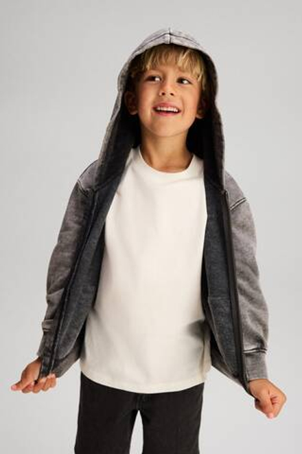 H&M Толстовка с капюшоном и застежкой-молнией и принтом Sonic, светло-серый