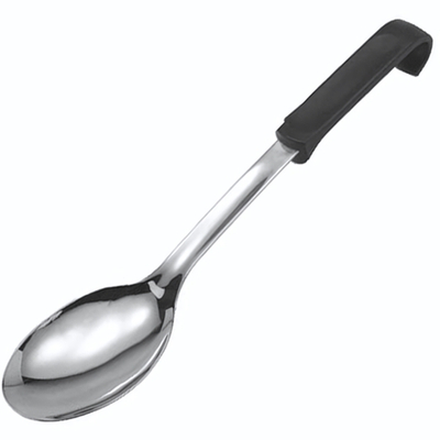 Ложка кухонная;сталь нерж.;,L=34см;металлич.,черный (Цвет: серебристый)