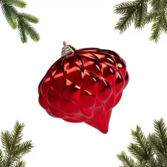 Украшение пластиковое Луковица Винтаж 15 см., глянцевый, красный, ЕлкиТорг (150119)