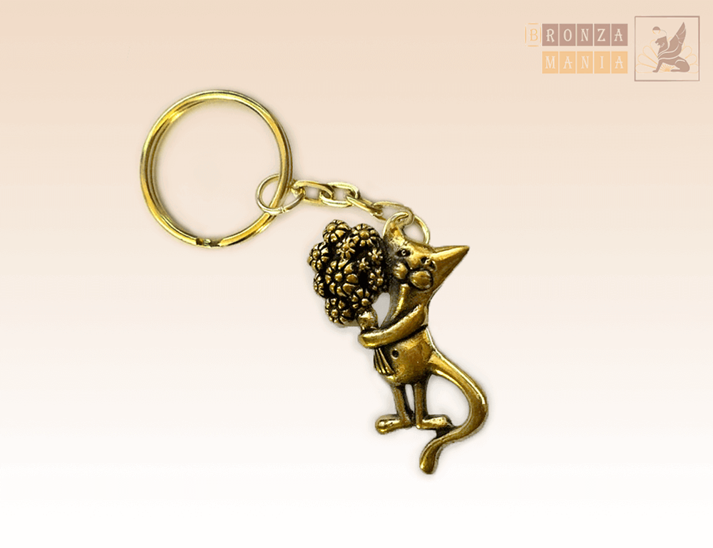 брелок Котик с цветами