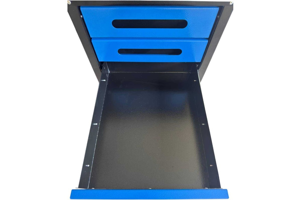 Верстак GWT-V1800B5 Great Wolf - двухтумбовый, 5 ящиков, тумба с дверью, два экрана, синий 1800x700мм