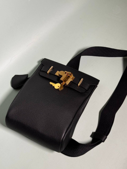 Нагрудная сумка слинг Hermes Kelly (Messenger) чёрная