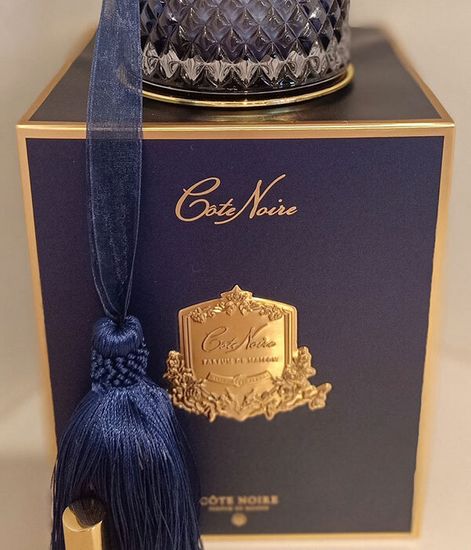 Вода жизни, большая тёмно-синяя свеча Арт-деко с кисточкой, Cote Noire