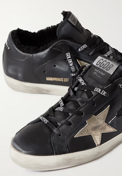 Кеды Golden Goose Superstar shearling-lined distressed leather sneakers
