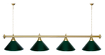 Лампа STARTBILLIARDS 4 пл. (плафоны зеленые,штанга зеленая,фурнитура золото)