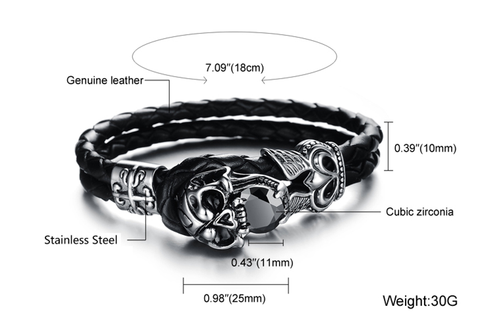 Мужской браслет из кожи и стали SteelMan mn00099