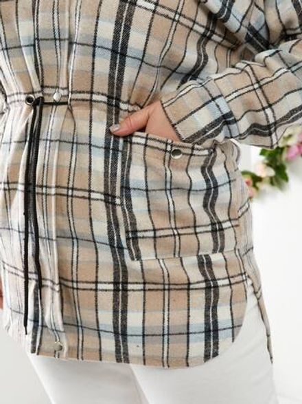 Рубашка-парка из кашемира в клетку УК-146-1 Фото 2