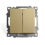 Переключатель 2-клавишный (механизм), STEKKER, GLS10-7107-08, 250В, 10А, серия Катрин, золото 49220