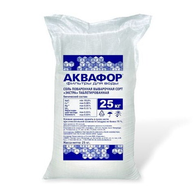 Соль Аквафор поваренная таблетированная (мешок 25кг) NaCl