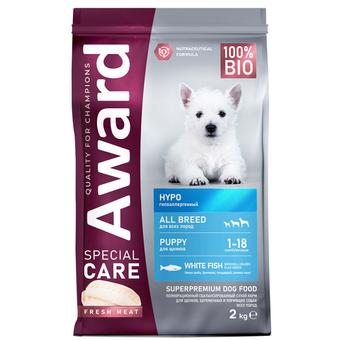 Сухой корм AWARD SPECIAL CARE HYPO PUPPY со свежей белой рыбой для щенков от 1 месяца, беременных и кормящих собак всех пород, склонных к аллергии 2кг
