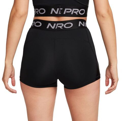 Женские Шорты теннисные Nike Pro Mid-Rise 3" Shorts - black/metallic silver