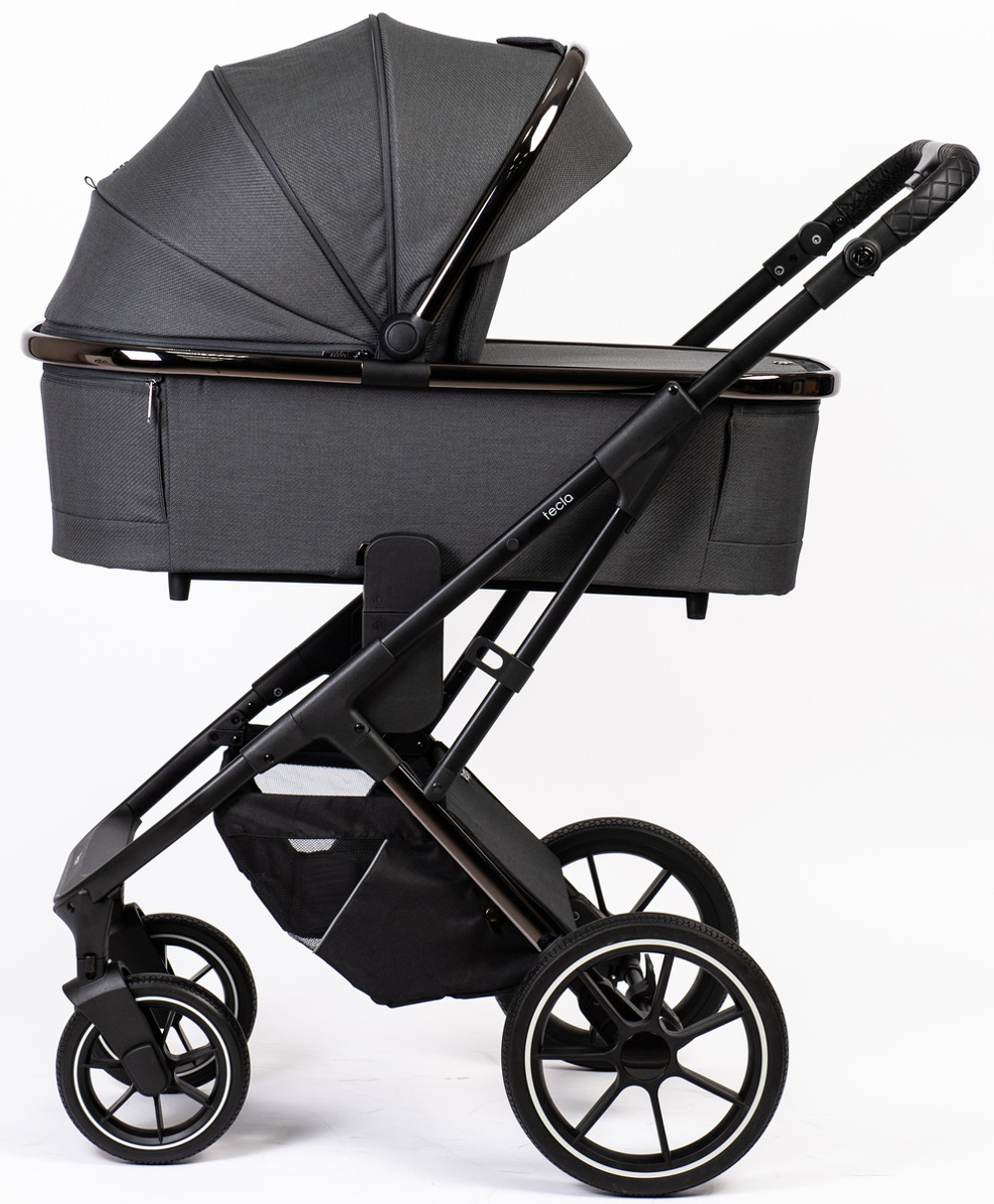 Детская коляска Peppy Tecla 3 в 1 с автокреслом First black Shadow Antrazit Chrome Edition (Графитовый)