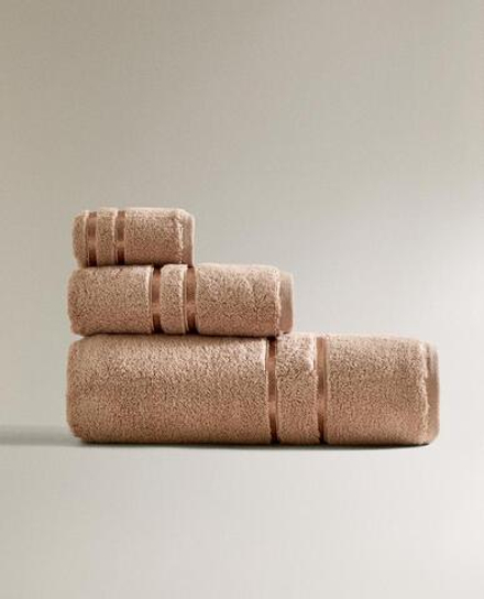 ZARA HOME БАННОЕ ПОЛОТЕНЦЕ С КАЙМОЙ, РОЗОВЫЙ