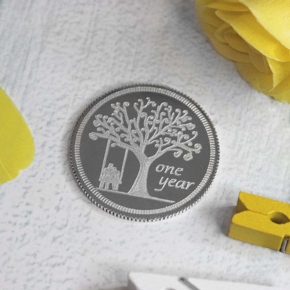 Серебряная монета 35 мм с гравировкой на заказ (ручная работа)