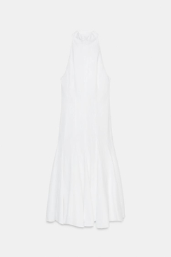 ZARA ПЛАТЬЕ МИДИ ХАЛТЕР ГОДЕ, БЕЛЫЙ