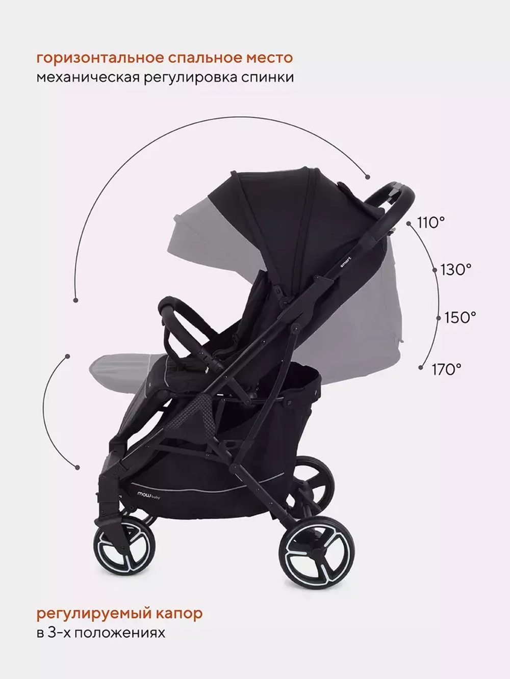 Коляска детская MOWBaby "SMART" MB101 Black (2023)