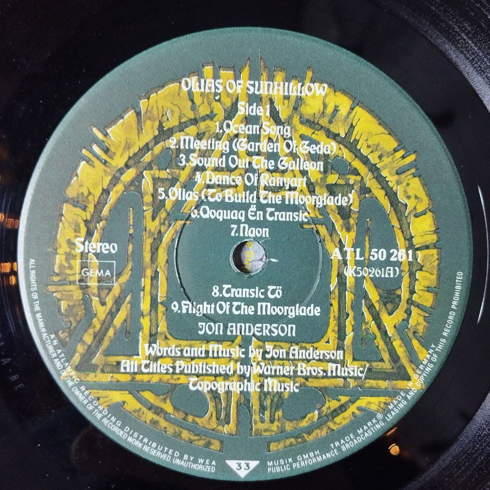 Винтажная виниловая пластинка LP Jon Anderson (From Yes) Olias Of Sunhillow (Germany 1976)