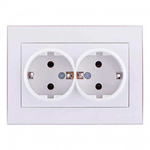 RAIN 703 0202 127 Розетка двойная с/з керам. белая 10шт/120шт