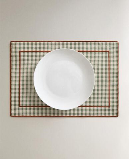 ZARA HOME САЛФЕТКА ПОД СТОЛОВЫЕ ПРИБОРЫ В КЛЕТКУ, ЗЕЛЕНЫЙ