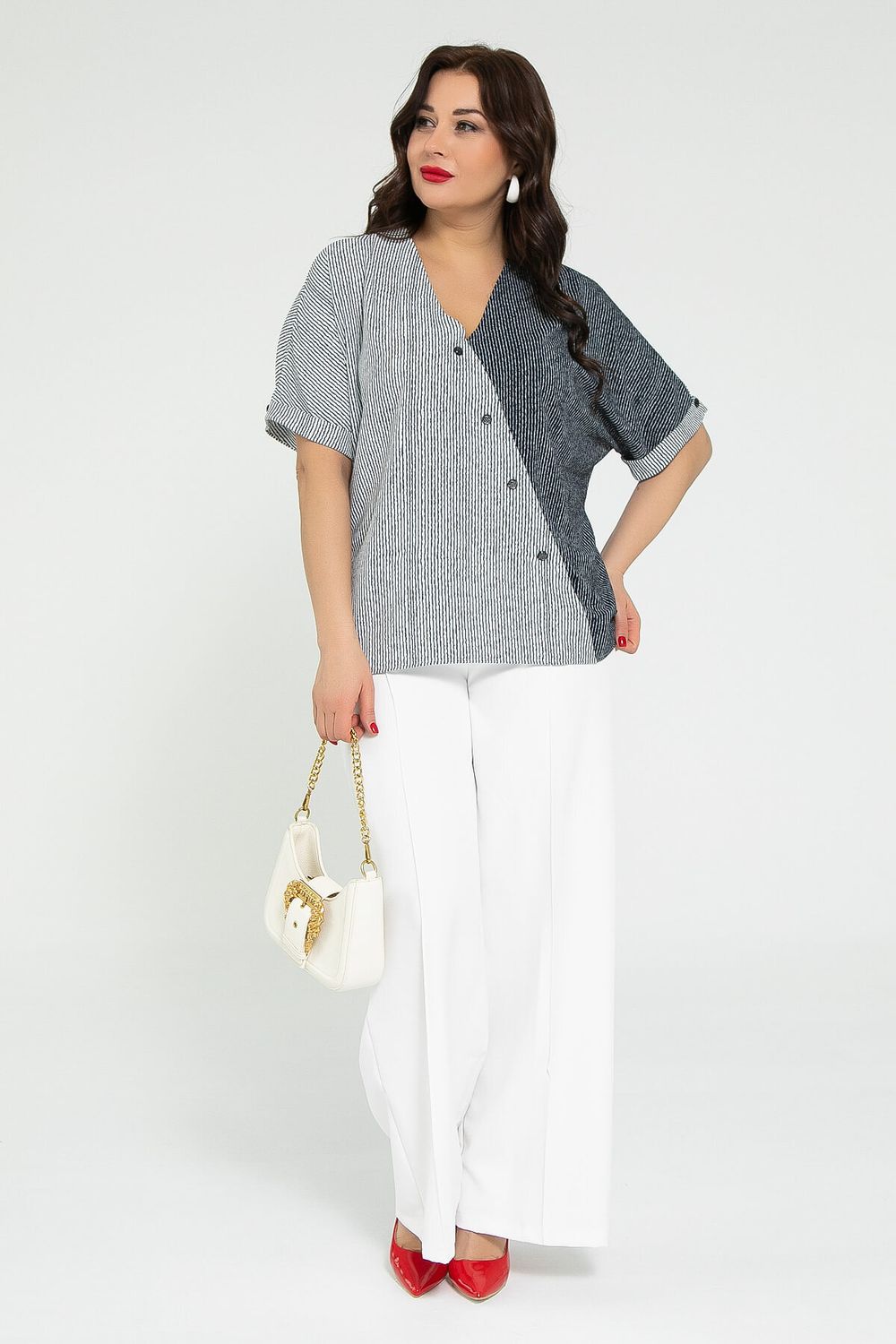 Блуза Миланья (бело-синяя) Б12846-27М LT Collection