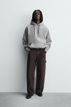 ZARA БАЗОВОЕ ХУДИ HEAVYWEIGHT, СЕРЫЙ МЕЛАНЖ
