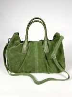 Женская зеленая сумка из натуральной замши