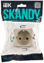 SKANDY Розетка с заземлением с защитными шторками 16А безвинтовое крепление SK-R06B бежевый IEK