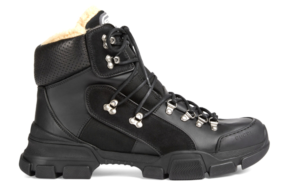 GUCCI Gucci Flashtrek fashion casual wool-lined cowhide high-top tooling outdoor boots black