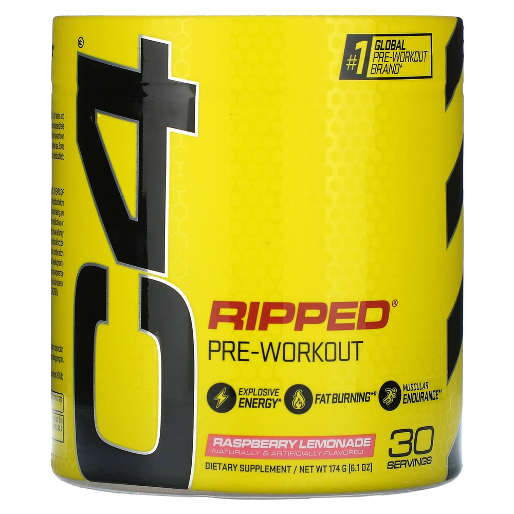C4 / Cellucor, C4 Ripped, перед тренировкой, малиновый лимонад, 180 г (6,3 унции)