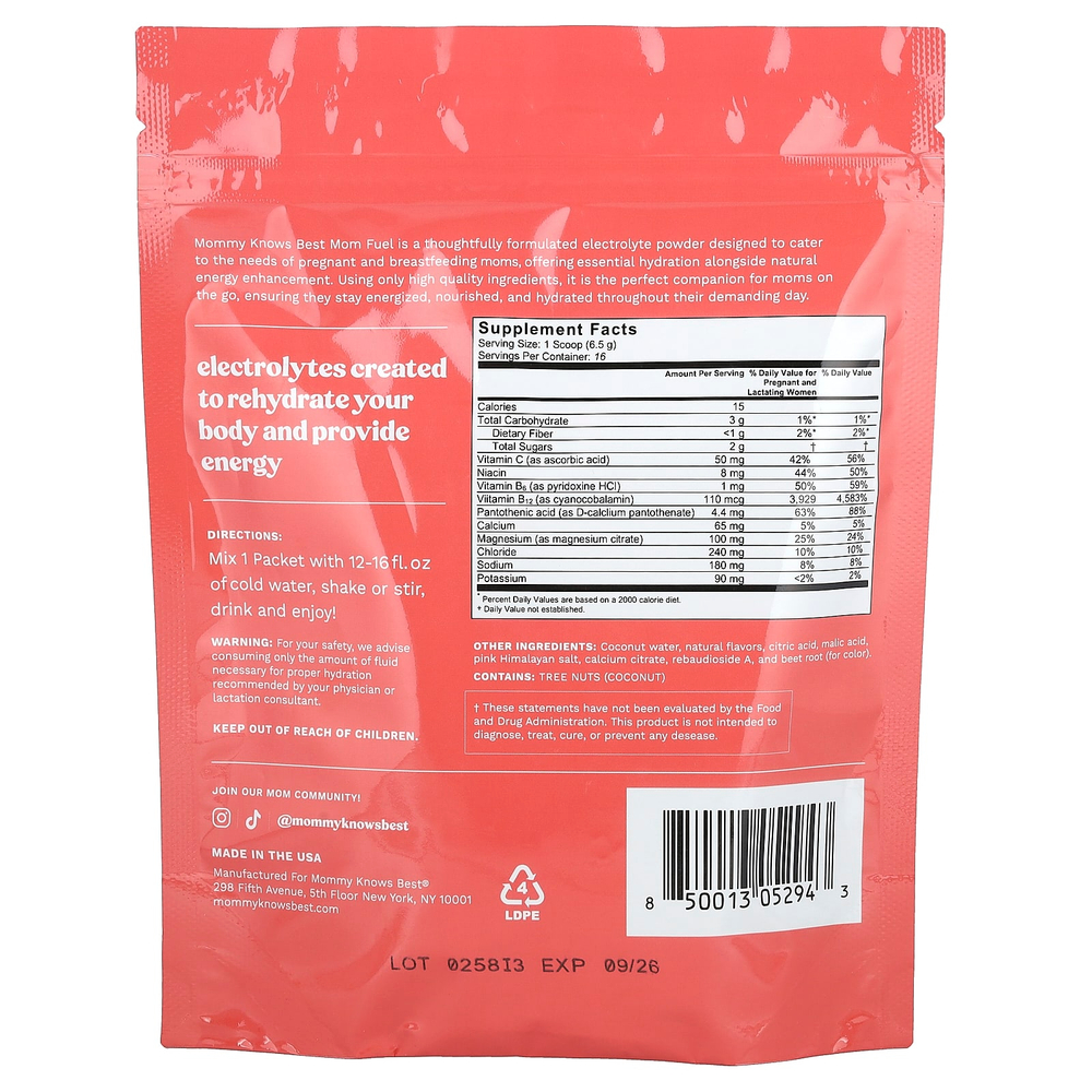 Mommy Knows Best, Hydrating Mom Fuel, ягодное ассорти, 16 пакетиков по 6,5 г (0,23 унции)