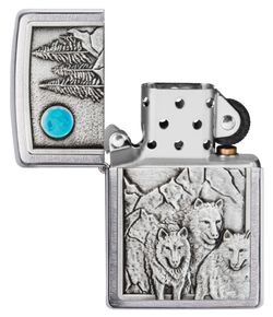 Зажигалка Zippo Wolf Design с покрытием Brushed Chrome (49295)