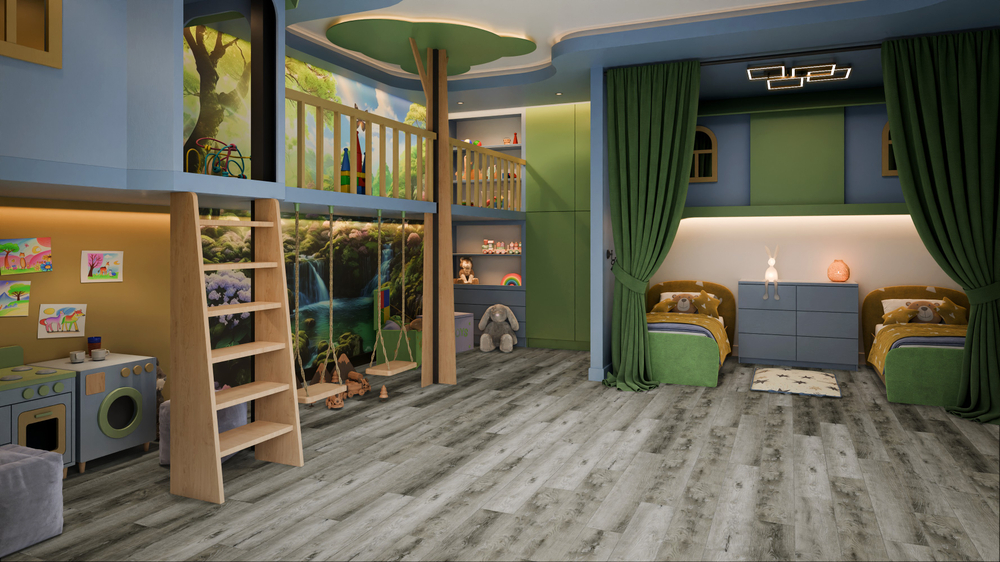 LVT-плитка Damy Floor TCM369-28-LVT Дуб Рустикальный Cерый
