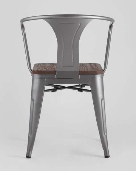 Стул TOLIX ARM WOOD с подлокотниками серебристый