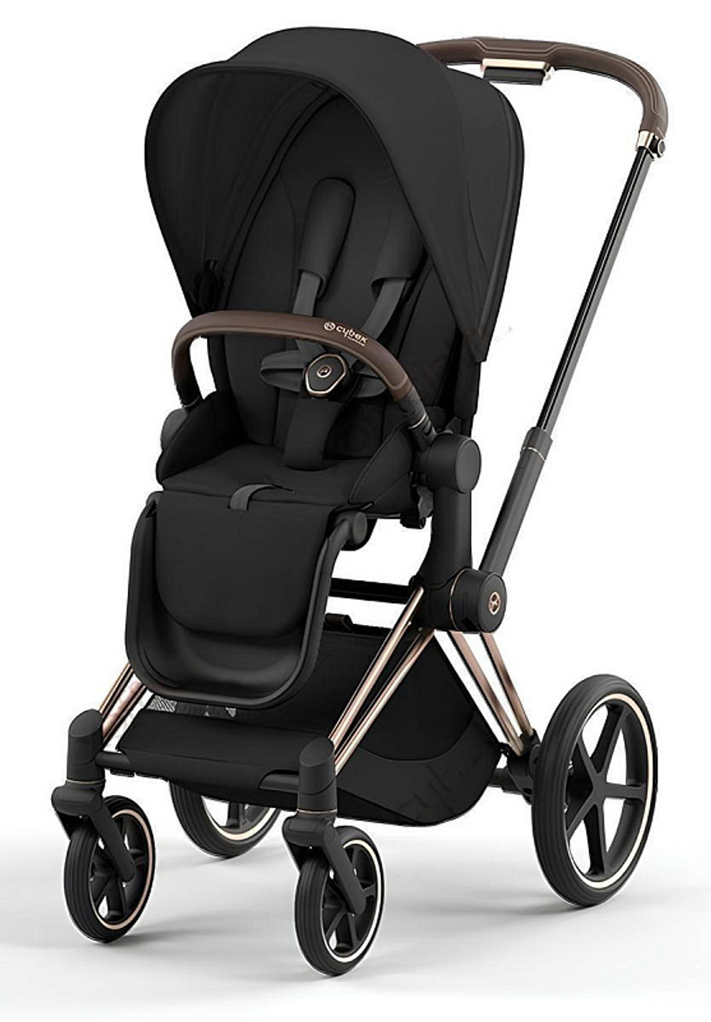 Коляска 3 в 1 Cybex Priam IV Rosegold complete и автокресло Cloud T i-Size Platinum White Plus Sepia Black