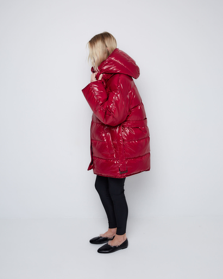 Пуховик со съемным капюшоном из нейлона Монклер вишня