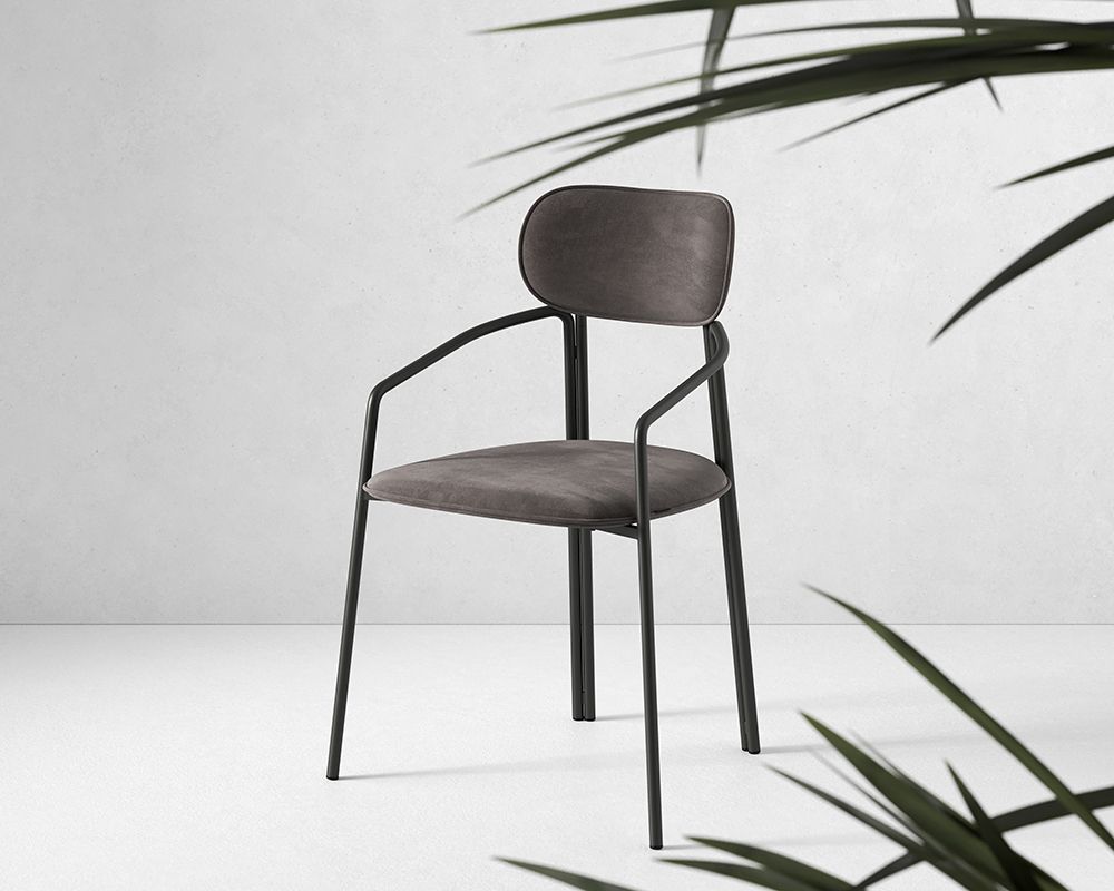 Стул Ror, Round, велюр, черный/серый