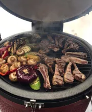 Керамический гриль Kamado Joe Big Joe III, 61 см (красный), с ножками и столиками
