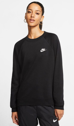 Женская Кофта теннисная Nike Essential Crew Fleece - черный