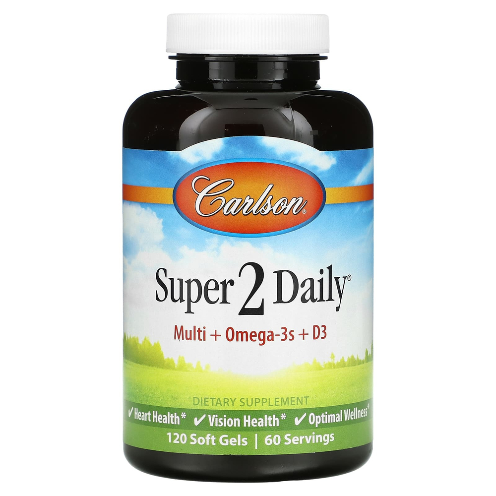 Carlson, Super 2 Daily, витамины и микроэлементы, 120 мягких таблеток