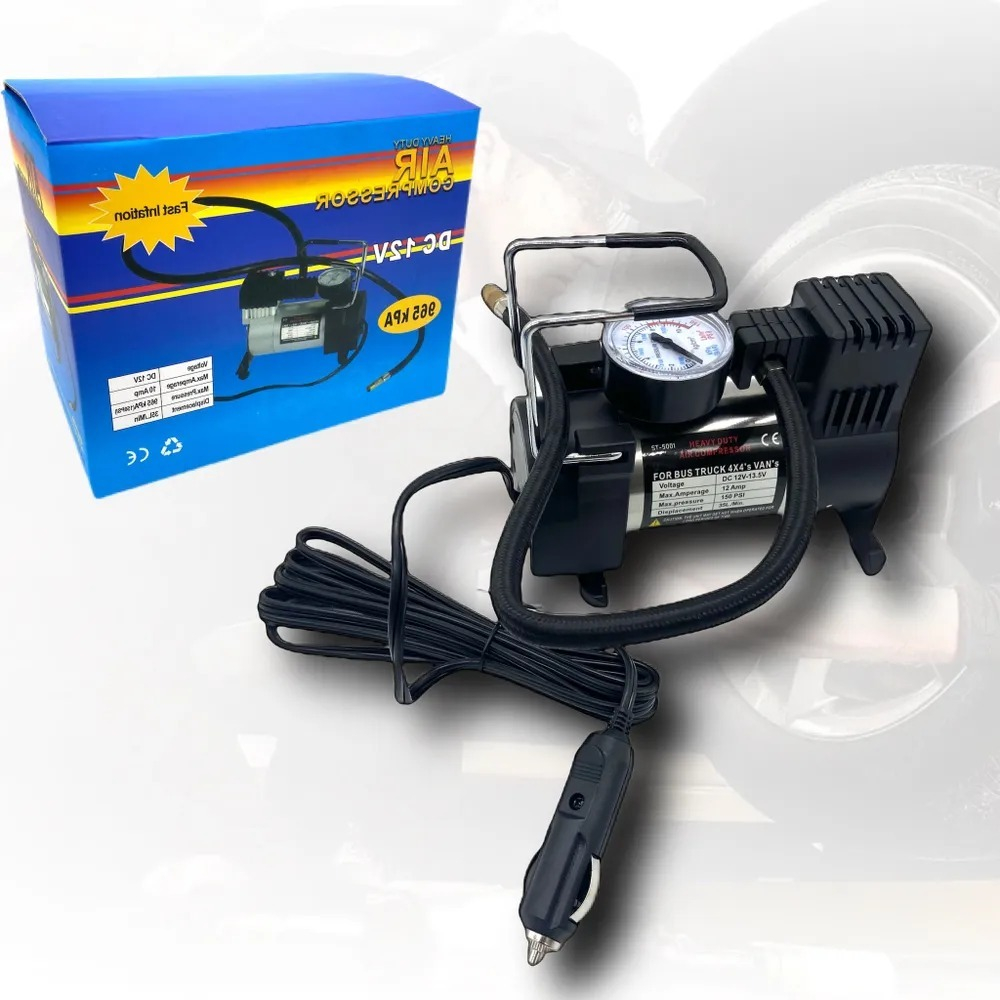 Компрессор автомобильный 12В 35 л/мин, Насос электрический для подкачки колес мячей лодок надувных матрацев