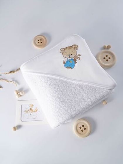 Полотенце детское 90х90 Claire Batiste Atelier Honey Boy для новорожденных с капюшоном