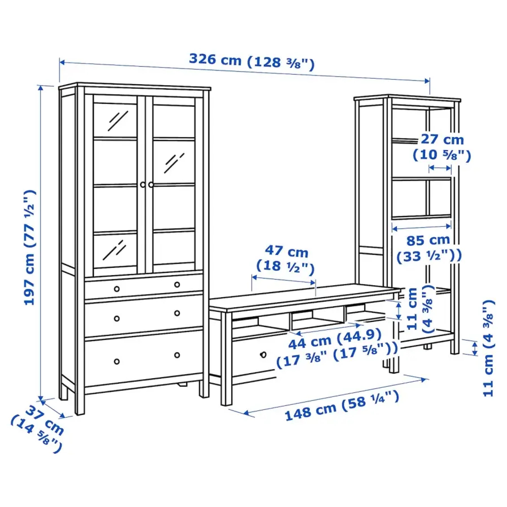 Тумба под телевизор - IKEA HEMNES, 197x326 см, белый, Хемнэс ИКЕА