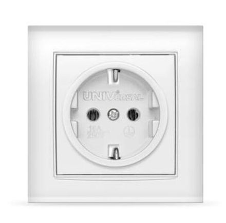 Розетка одноместная "UNIVersal" серия "Бриллиант" с/з, с/у, 16А, 220В, "белая" (ivory), (ев