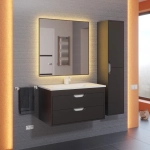 Тумба с раковиной для ванной Uperwood Modul 80 см, подвесная, матовая, черная