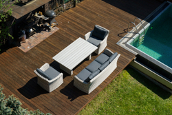 Набор  из искусственного ротанга ВЕНЕЦИЯ : лаунж стол 180 + 3-х местный диван + 2 кресла (цвет: серый)