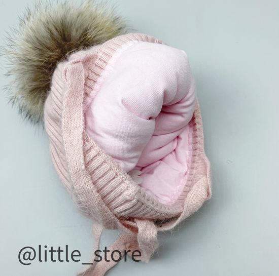 Шапка зимняя "Бантик" Св пудра