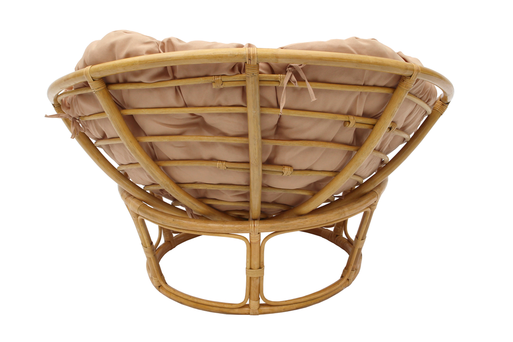 Кресло для отдыха Папасан арт.Р110Н Ø110см ротанг натуральный 3 уп(1 уп корзина медовый, 1 уп подставка, 1 уп подушка беж)