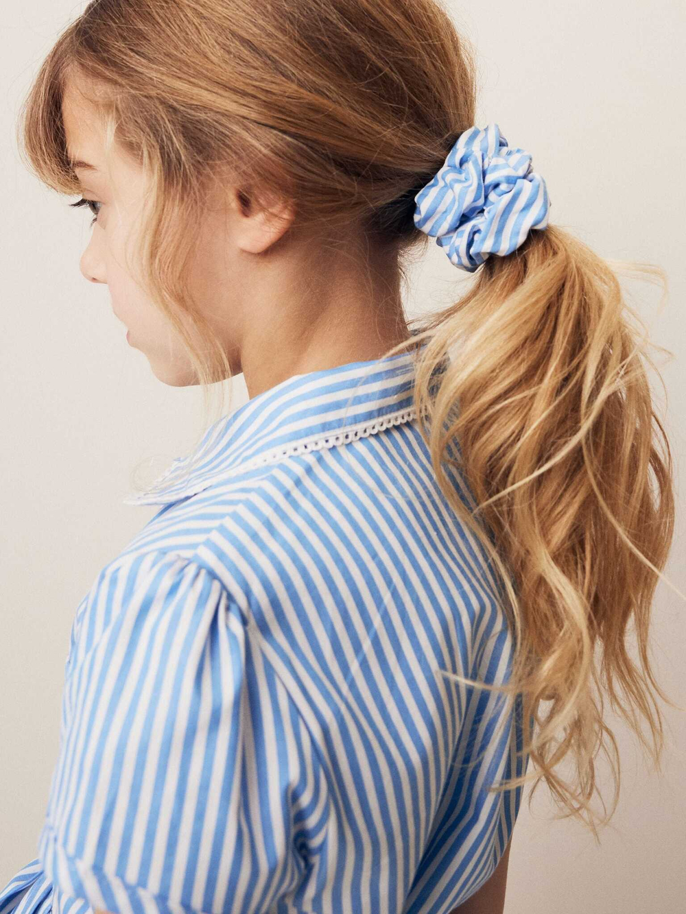 Платье школьное с воротником и поясом для девочки Next Q77-069, Голубой, Белый