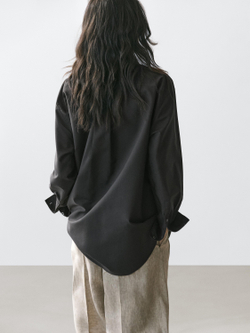 Massimo Dutti Рубашка с большим отложным воротником и вышивкой, черный